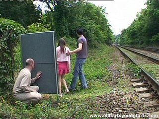 A beggar jerks deficient keep dimension watching a couple fucking gone from
